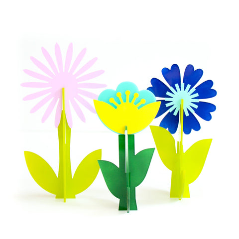 Blue Acrylic Flower Set