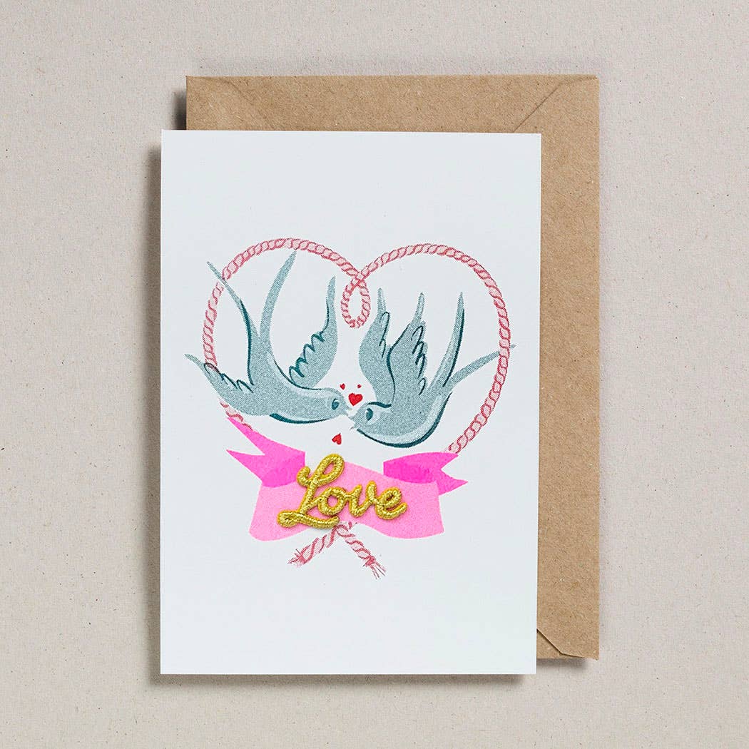 Birds with Rope Heart Card