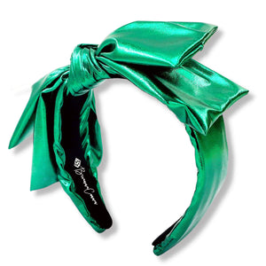 Green Metallic Side Bow Headband-Brianna Cannon