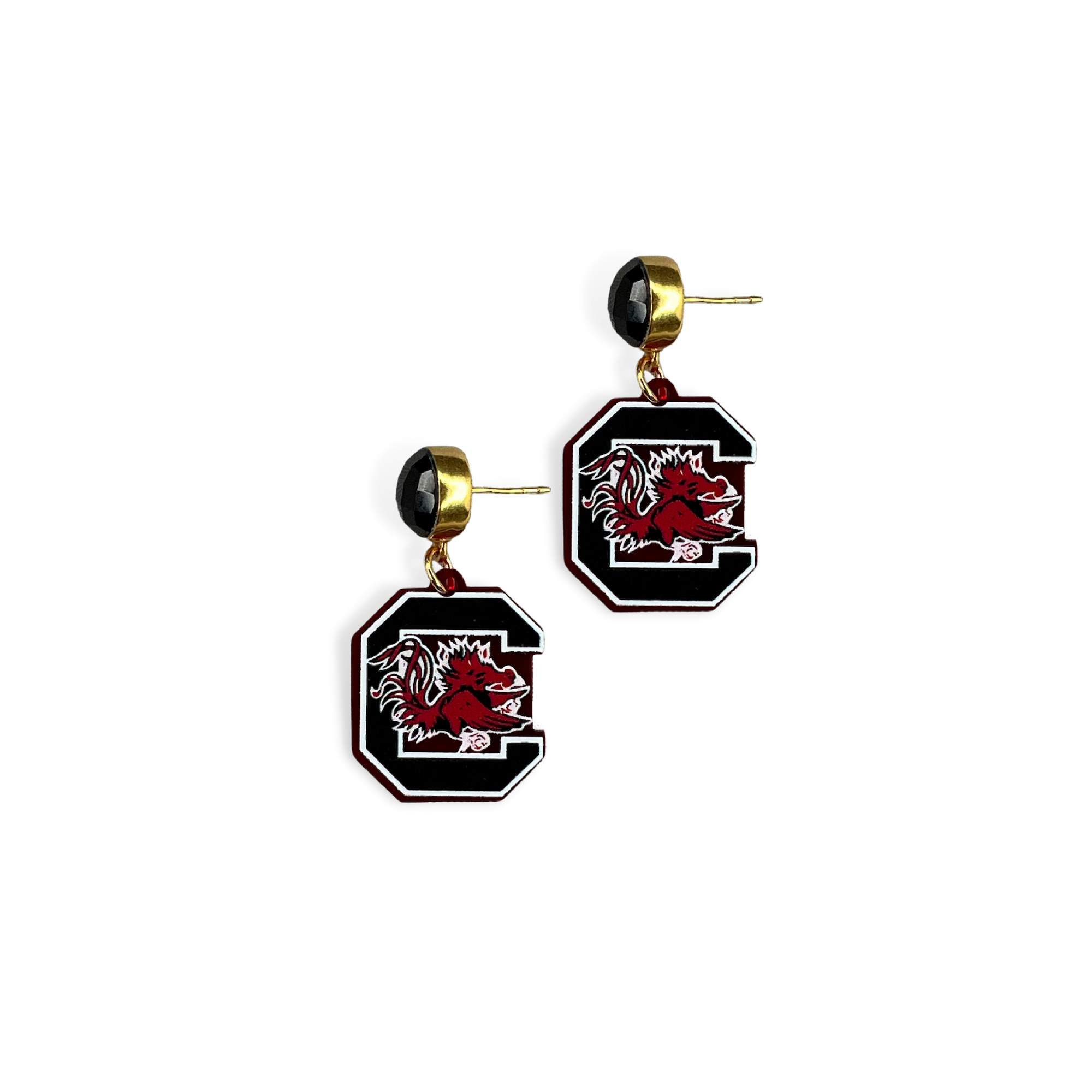 Mini Garnet South Carolina Logo Earrings