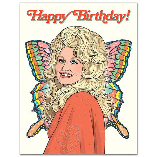 Dolly Parton - 70's Butterfly Birthday Card