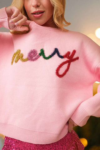 Merry Christmas Sweater - Pink