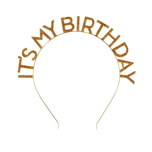 It's My Birthday Headband - Gold