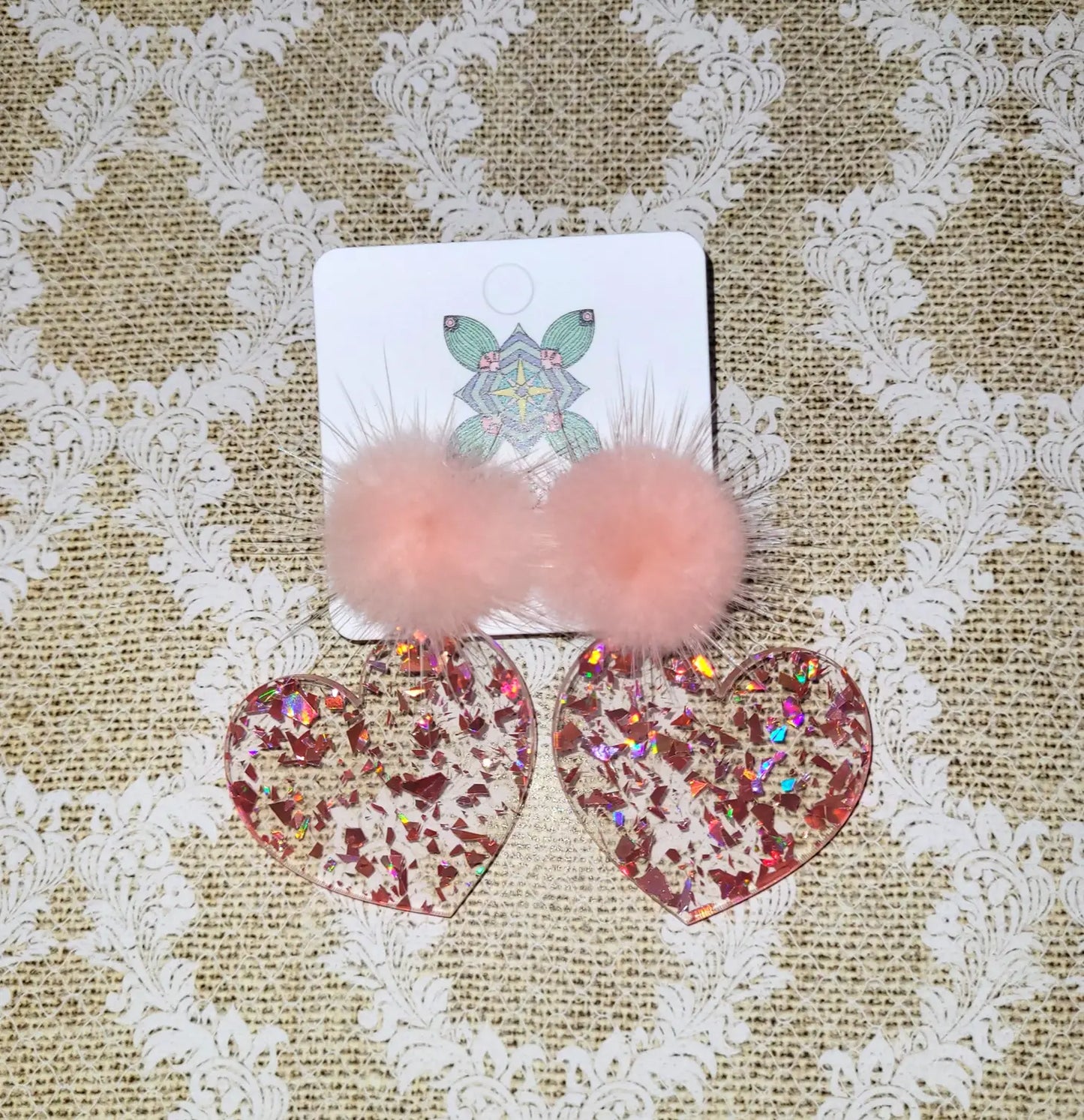 Valentine's Hearts Mink Poms