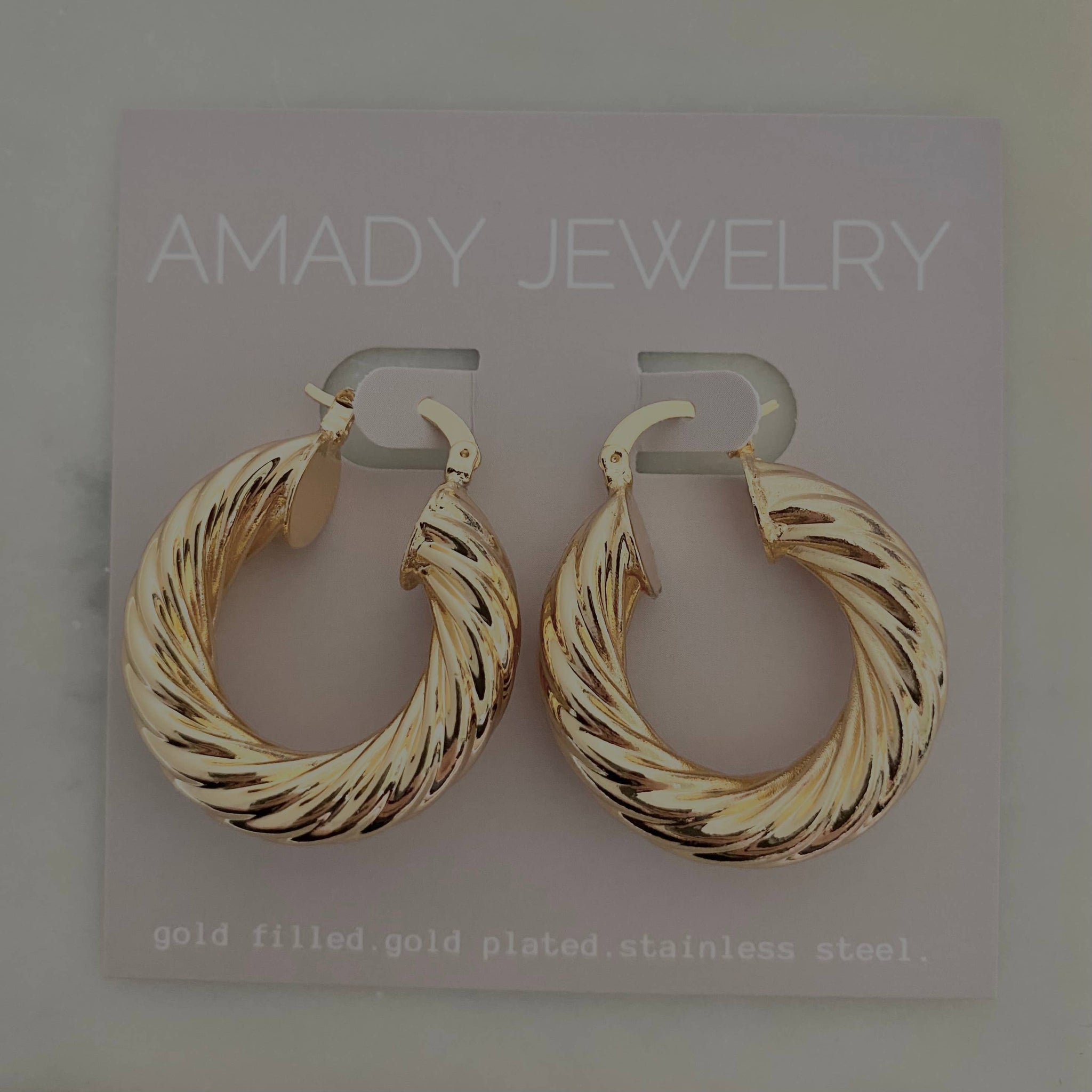 18k Gold Filled Thick Hoop Earrings