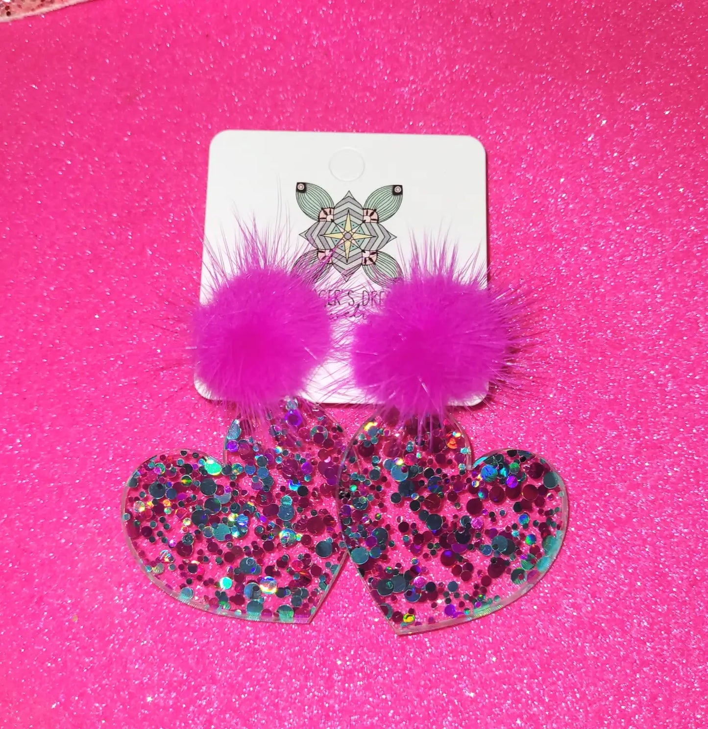 Valentine's Hearts Mink Poms