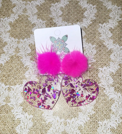 Valentine's Hearts Mink Poms