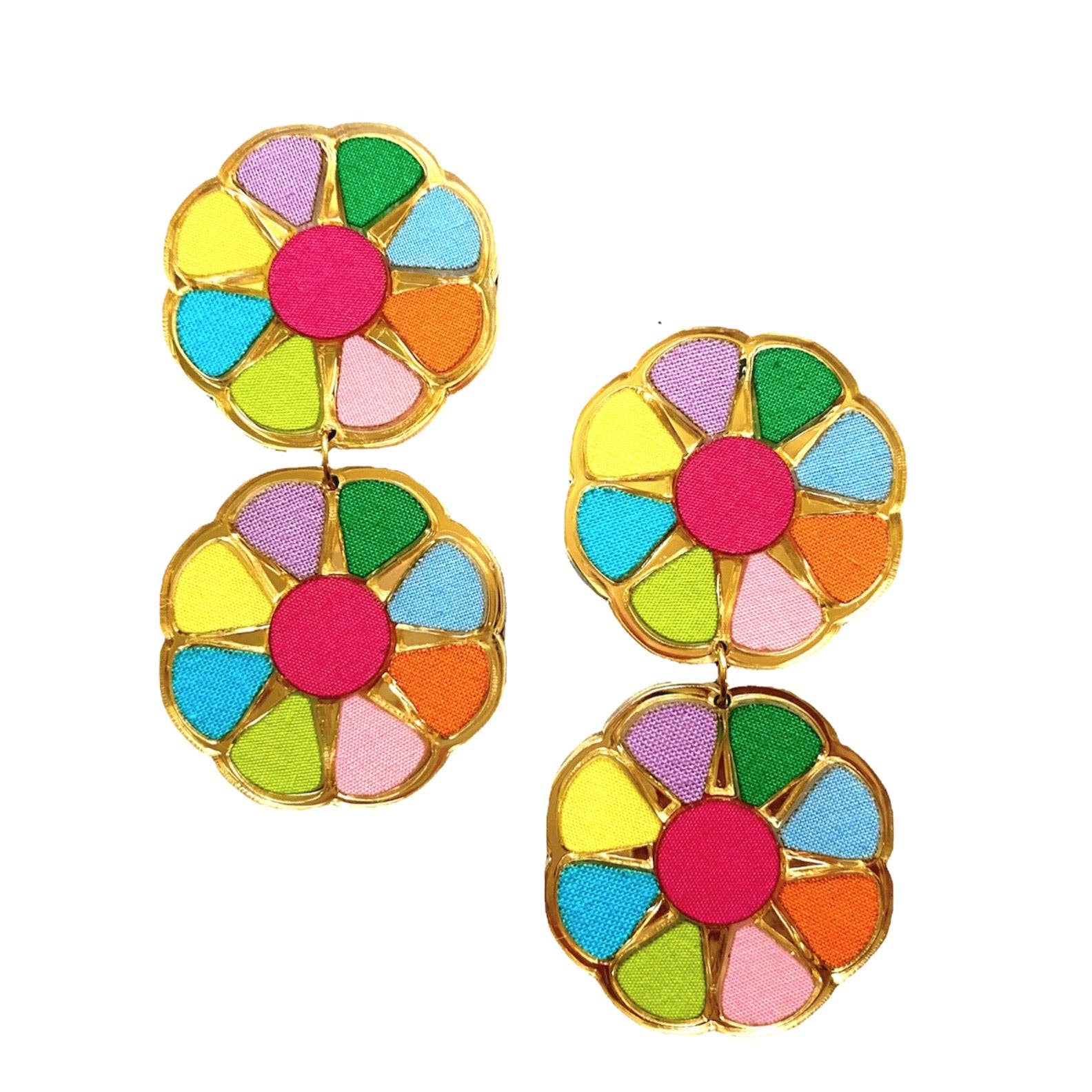 Rainbow Color Block Earrings-BOHEMIAN GEMME