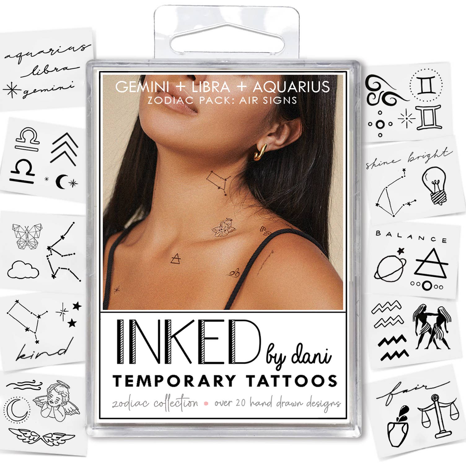 Zodiac Collection: Air Signs Temporary Tattoo Pack