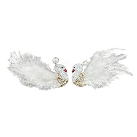 Beth Ladd Collections - White Swan Feather Earrings