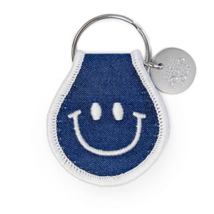 Denim Smile Patch Keychain