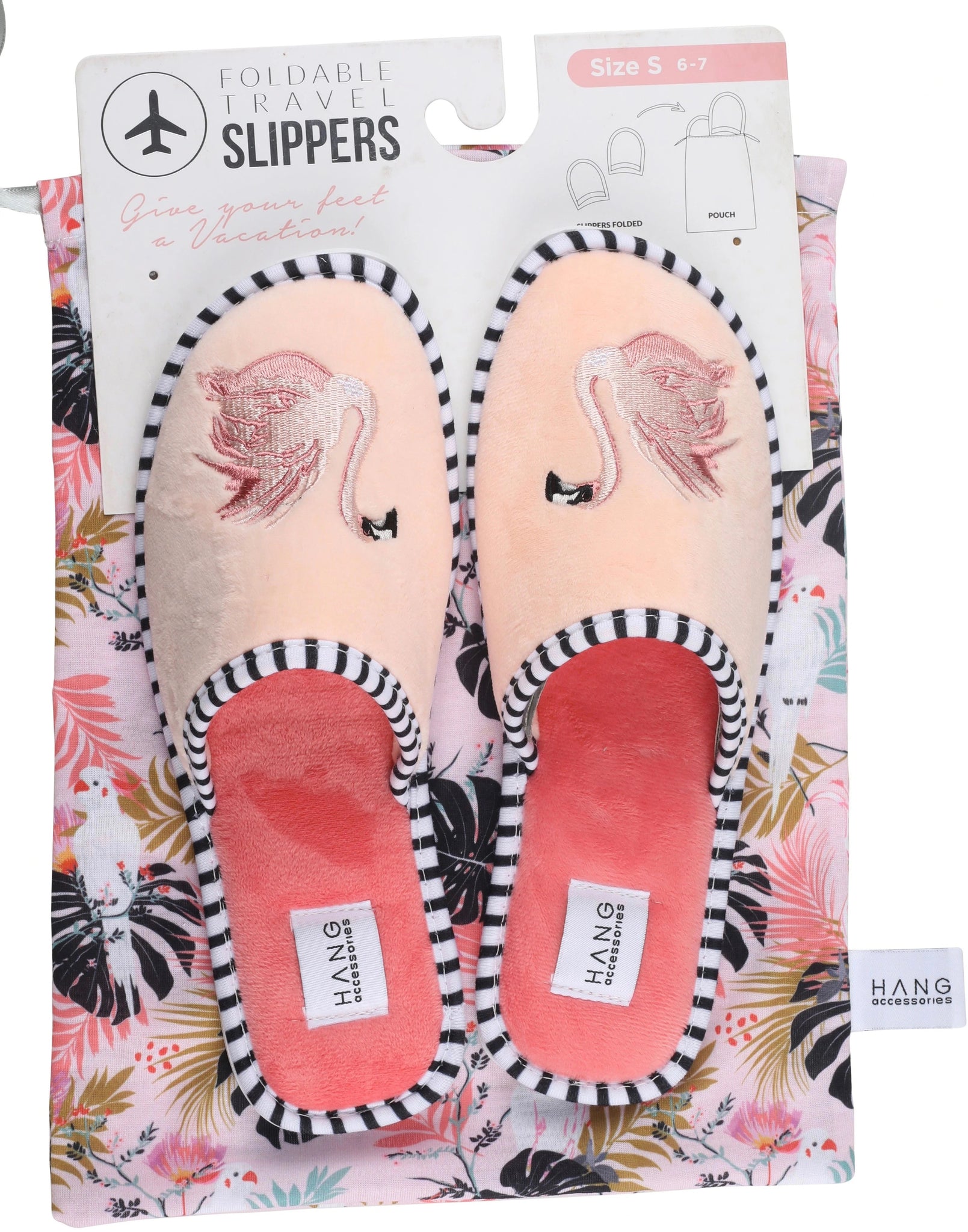 Flamingo Foldable Travel Slippers